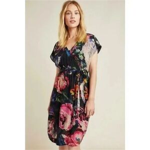 Anthropologie Astrid Needlepoint Printed Mini Dress Floral‎ Size Small Modal